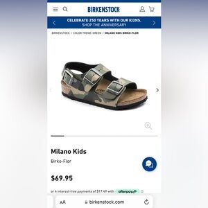 Almost like new! Kids Birkenstock Milano camo print.  US size 13-13.5 Euro 31.